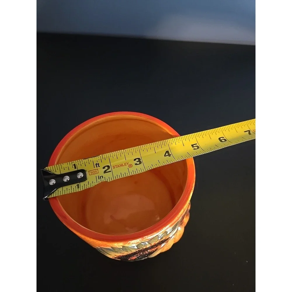 Fall‎ Halloween Jar Pot Vase Container Pumpkin Sunflower Orange